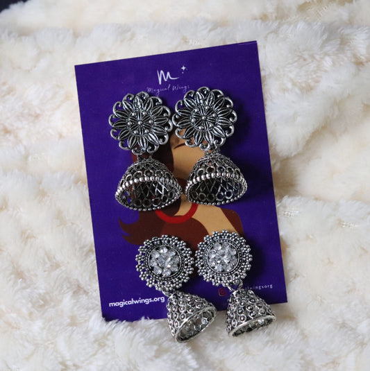 Combo Flower Circle Earrings