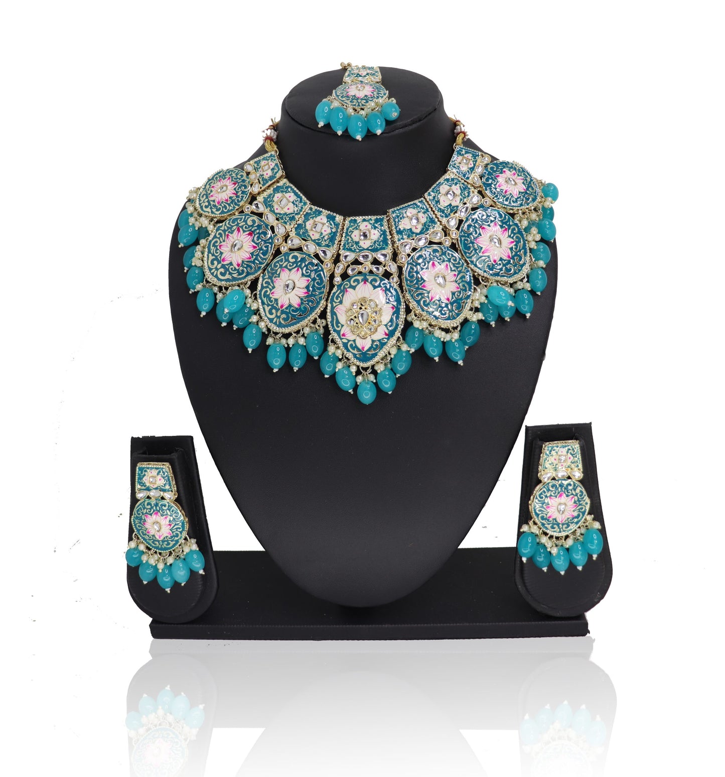 Skyish Fushion Meenakari Set