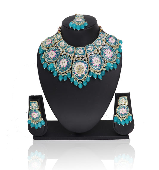 Skyish Fushion Meenakari Set