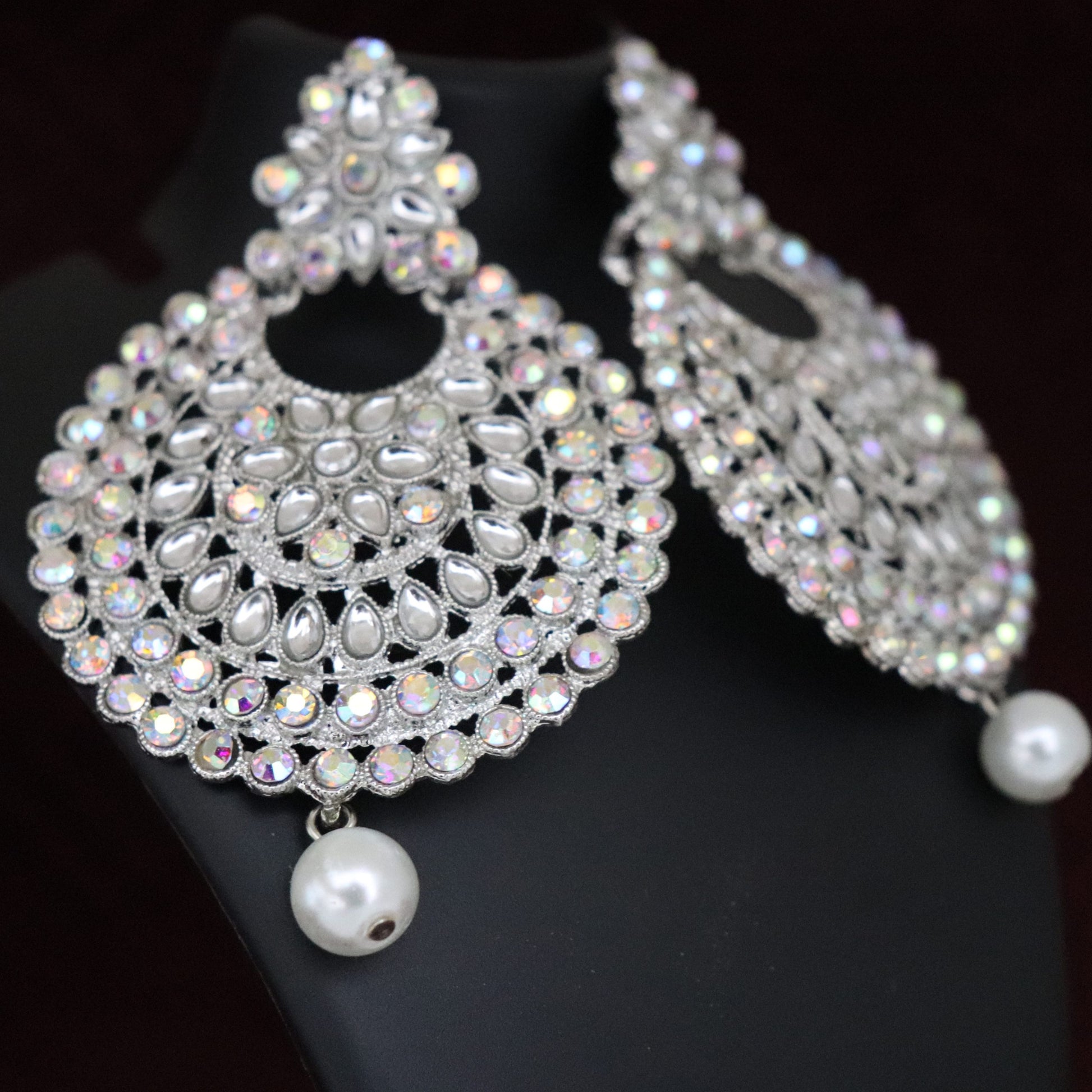 B Rainbow Silver Indian Ethnic Earrings