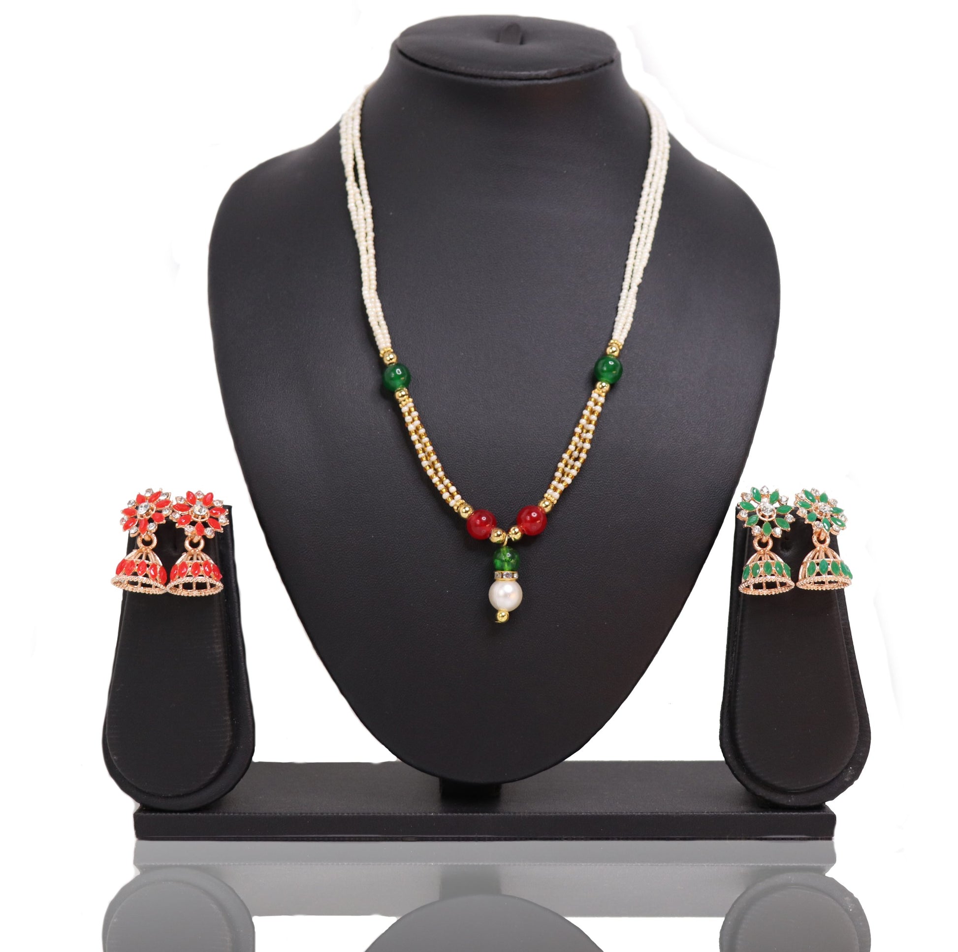 Combo Red-Green Marathi Pendant Set – Traditional Maharashtrian Jewellery by Magical Wings