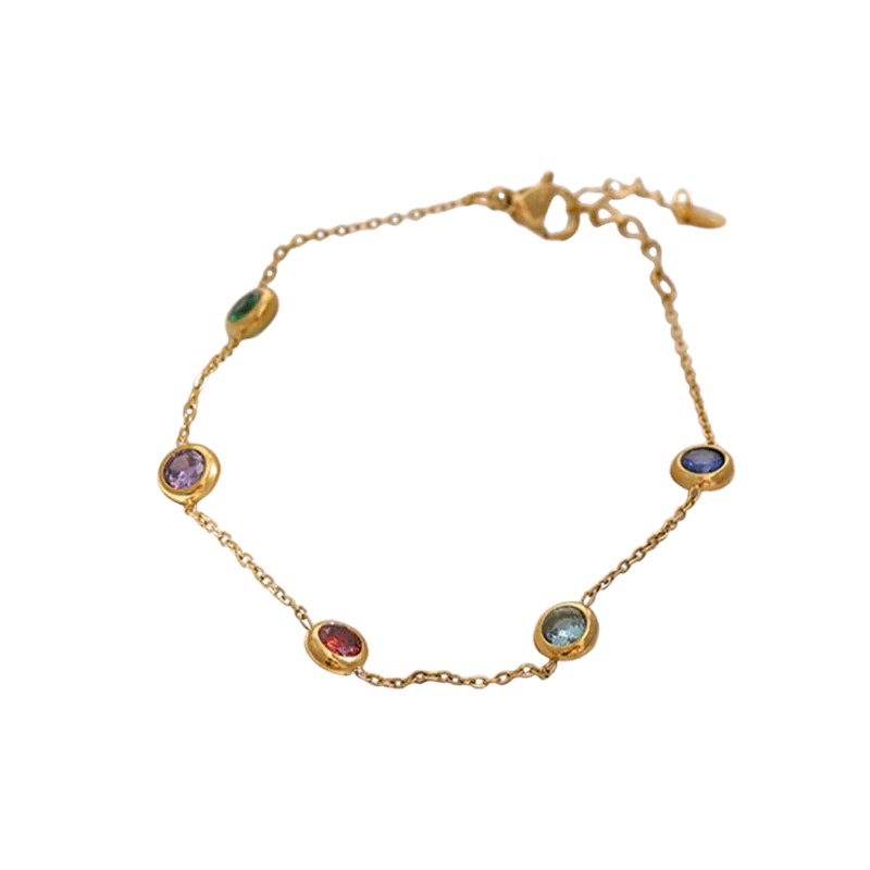 18K gold plated thin chain pebble bracelet