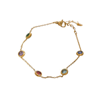 18K gold plated thin chain pebble bracelet