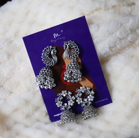 Combo Peacock Flowery Earrings