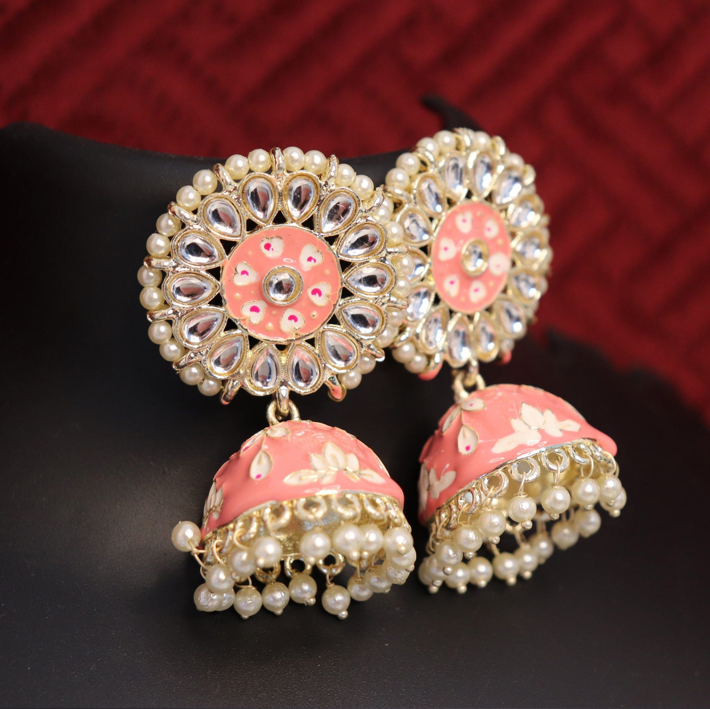 Pearl Zinat Coral Blush Jhumka
