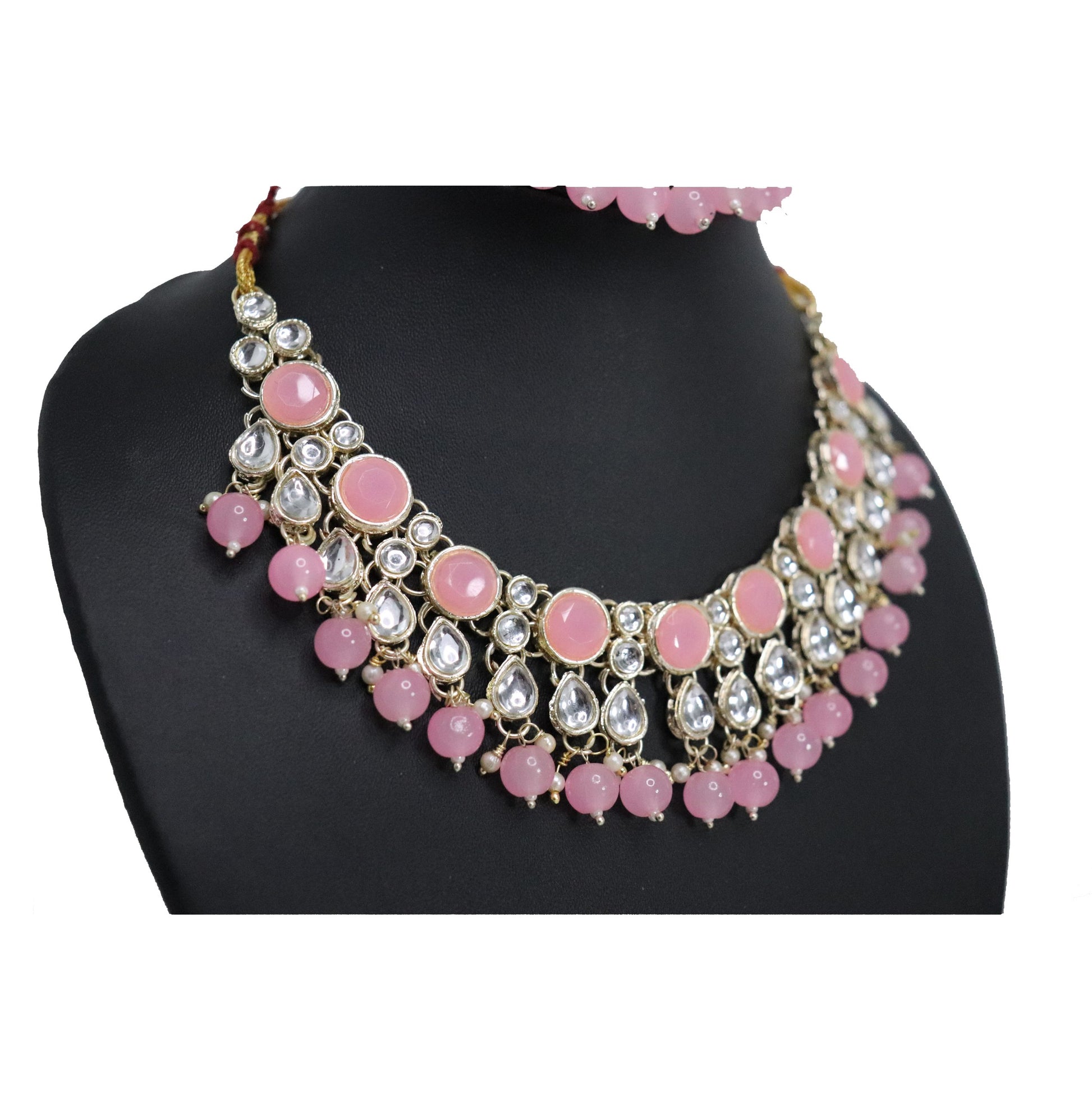 Pink Choker Necklace Set 