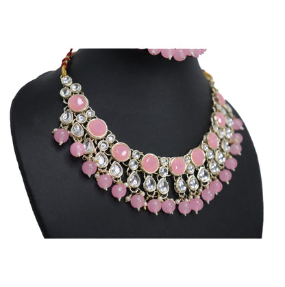 Pink Choker Necklace Set 